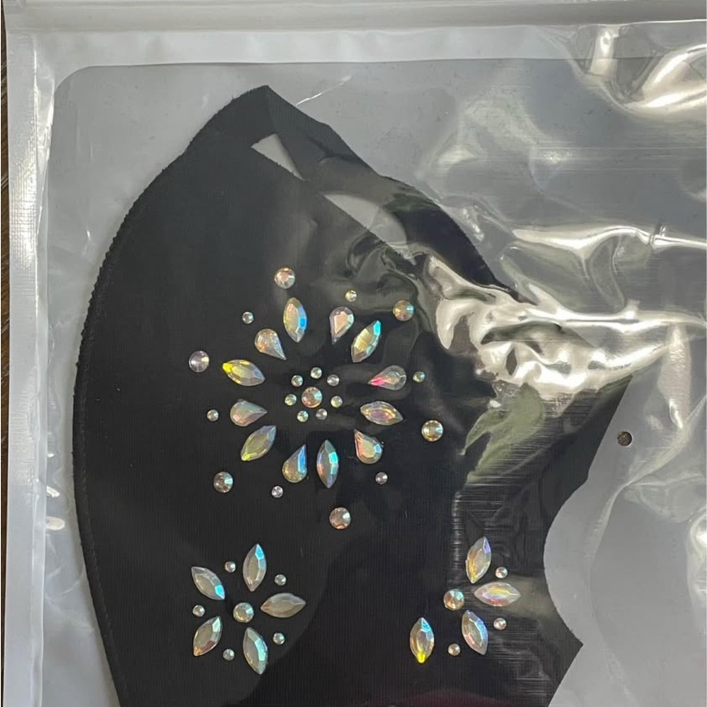 Embellished Black Face Mask